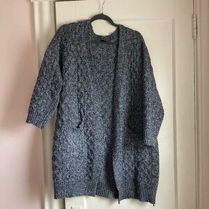 Gray Cable Knit Sweater Duster Cardigan